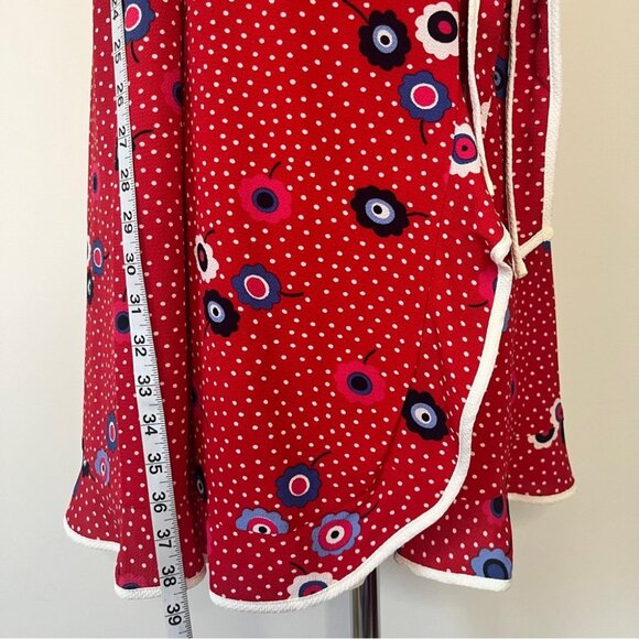 COPY - Modcloth Dress Floral Dotted Daytime Dapper True Wrap Tie Ruffle Red Whi… - Picture 9 of 16